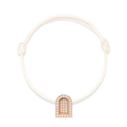 L'Arc Voyage Charm GM, 18k Rose Gold with Colisée Diamonds on Silk Cord