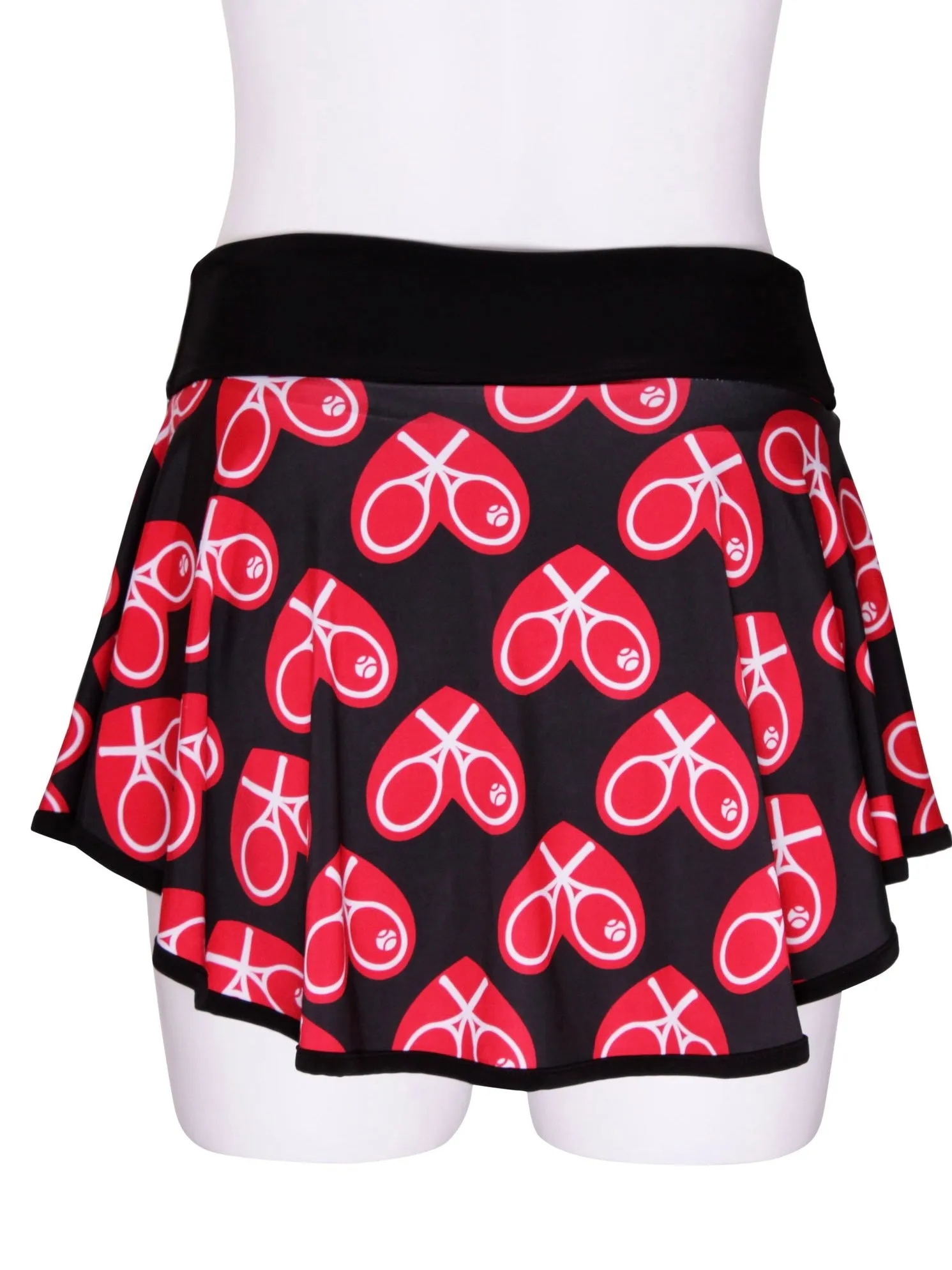 Limited Mid Size Heart LOVE “O” Tennis Skirt on Black