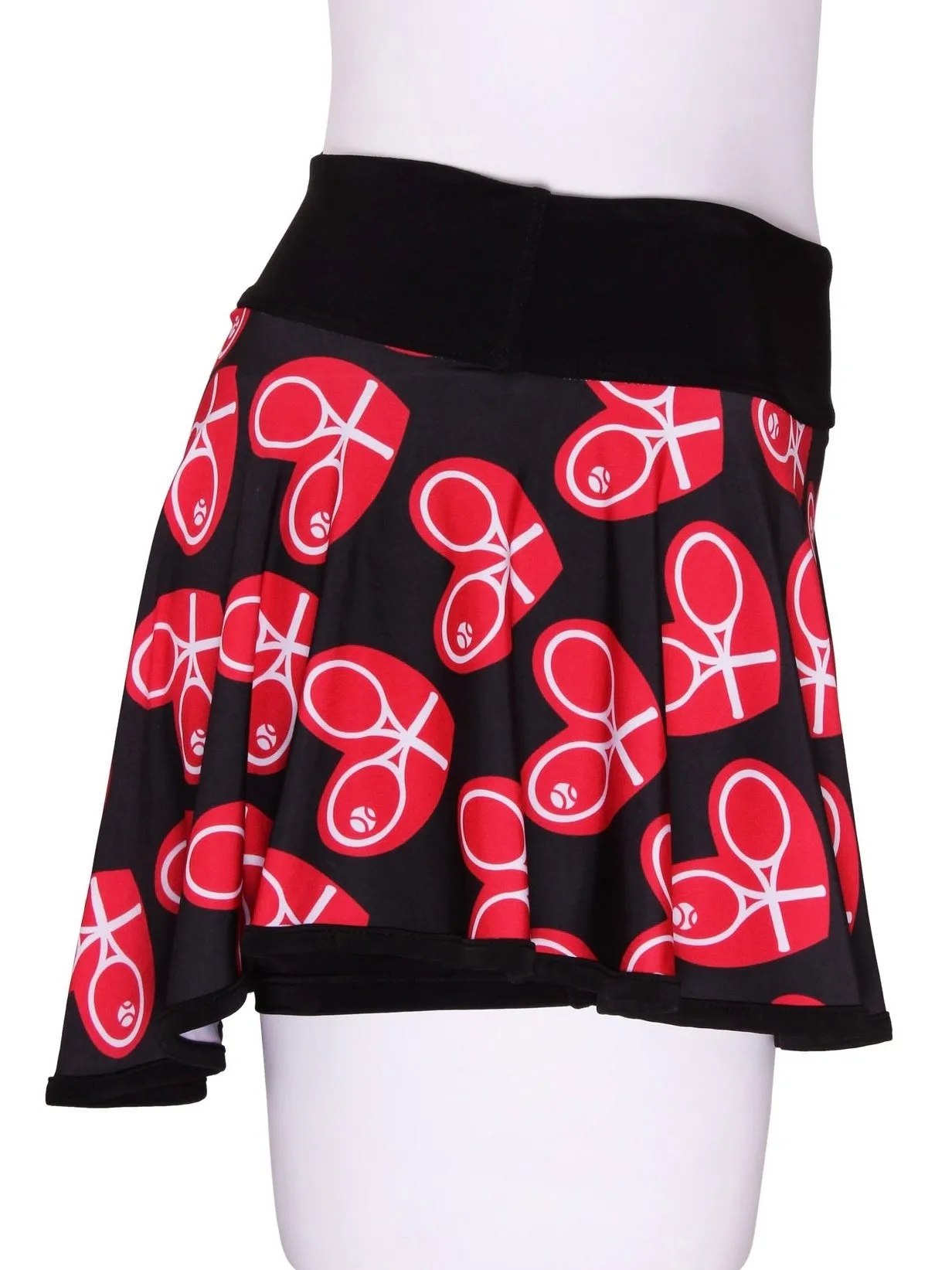 Limited Mid Size Heart LOVE “O” Tennis Skirt on Black