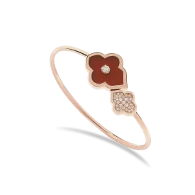 LUCE COLOUR - BRACELET FLEX TOI ET MOI S-M ROSE GOLD PAVE CORNELIAN & 1 DIAMOND