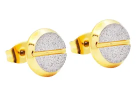 Men's 10mm Gold Stainless Steel Sandblasted Flat Head Screw Earrings
