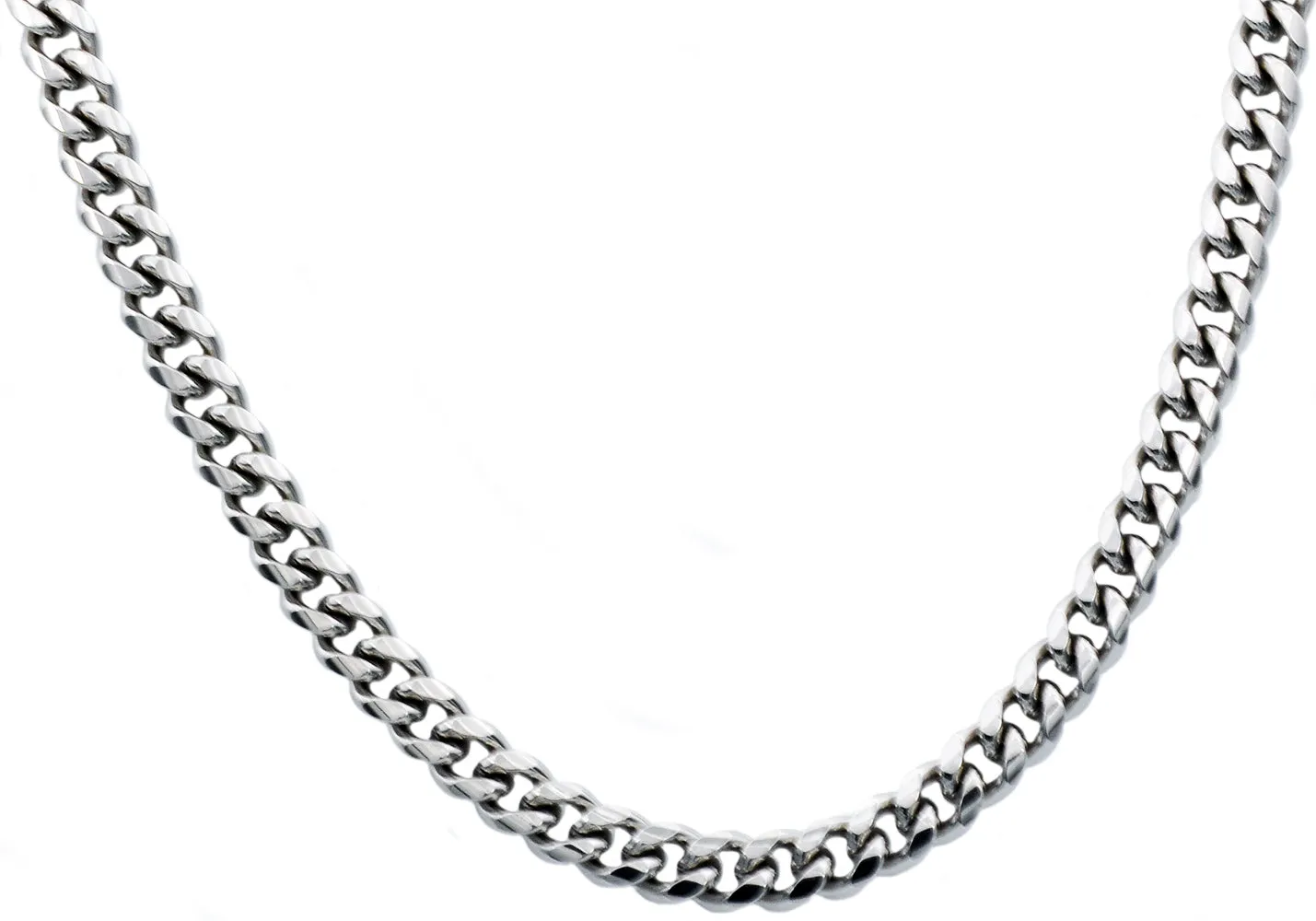 Mens 8mm Stainless Steel Cuban Link Chain Necklace With Box Clasp
