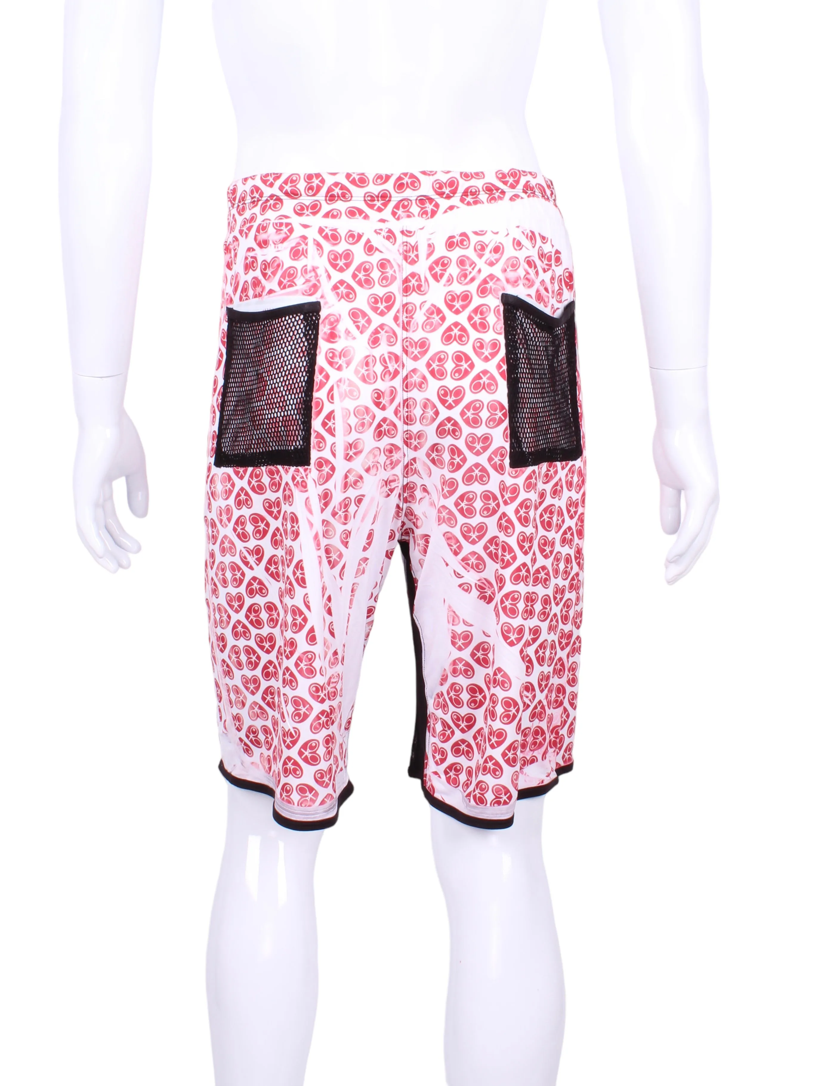 Men’s Shorts Hand Pressed N/E/S/W Hearts On White