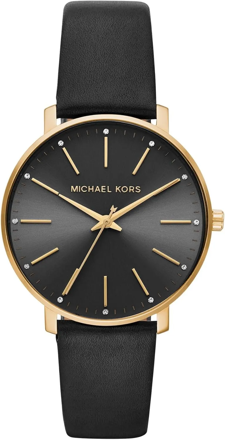 Michael Kors Pyper Three-Hand Black Leather Women's Watch (Model: MK2747)