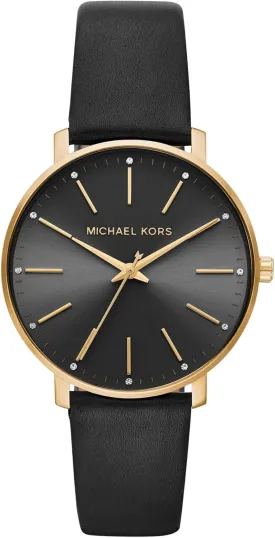 Michael Kors Pyper Three-Hand Black Leather Women's Watch (Model: MK2747)