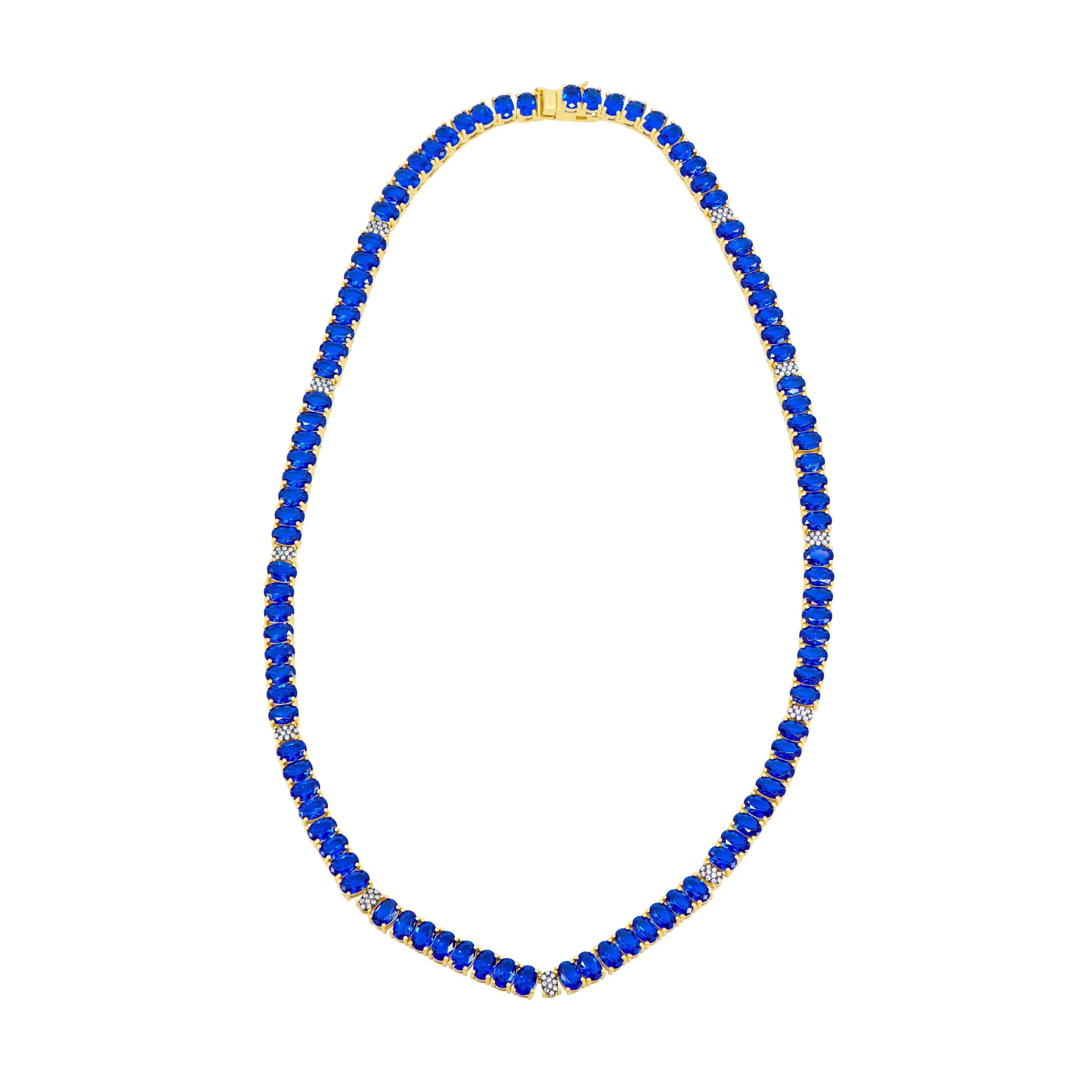 Midnight Tri-Tone Twilight Oval Station Tennis Necklace