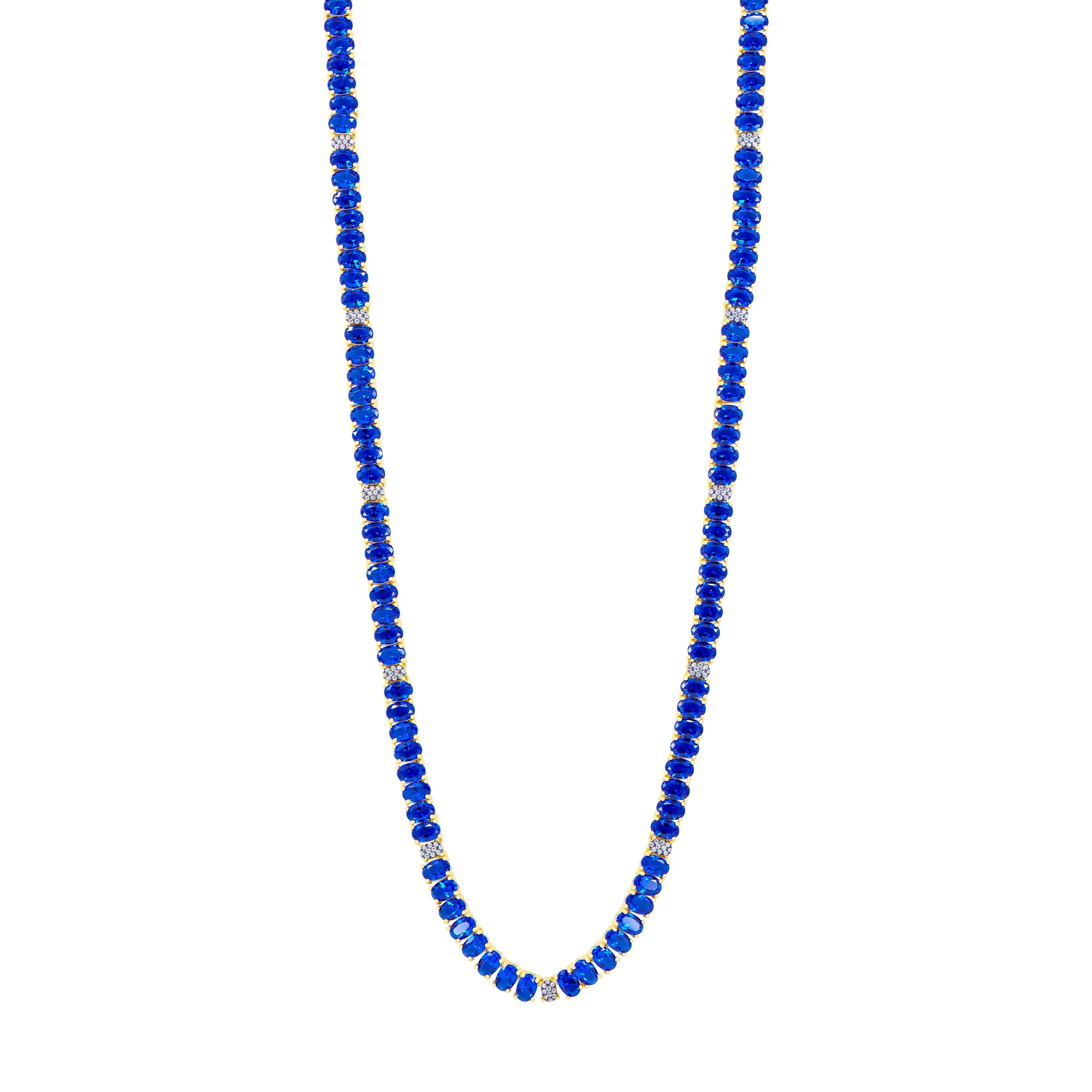 Midnight Tri-Tone Twilight Oval Station Tennis Necklace
