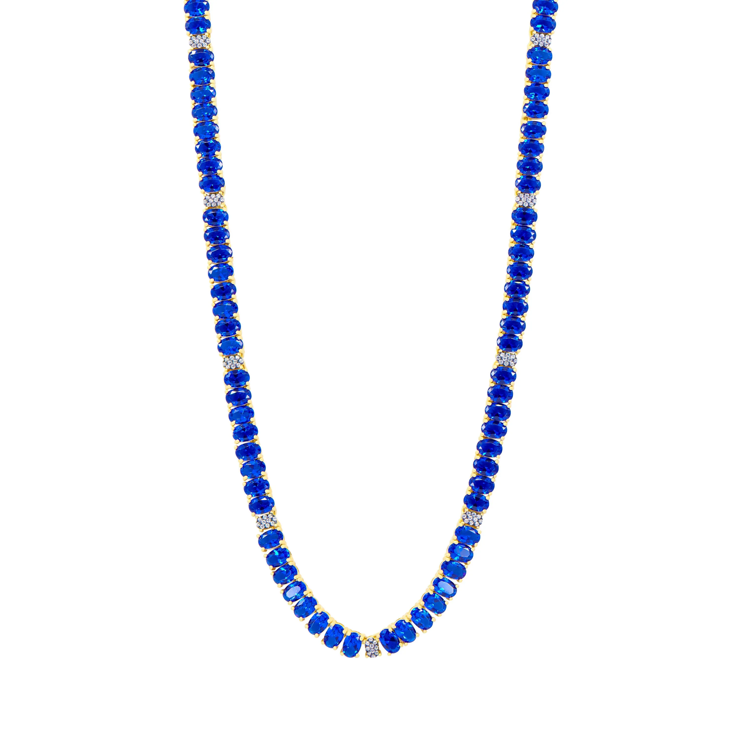 Midnight Tri-Tone Twilight Oval Station Tennis Necklace