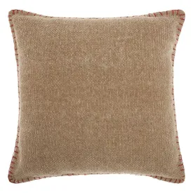 Mina Victory Life Styles Stitched Border Beige 20" x 20" Throw Pillow