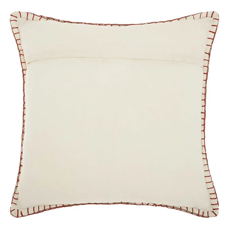 Mina Victory Life Styles Stitched Border Beige 20" x 20" Throw Pillow