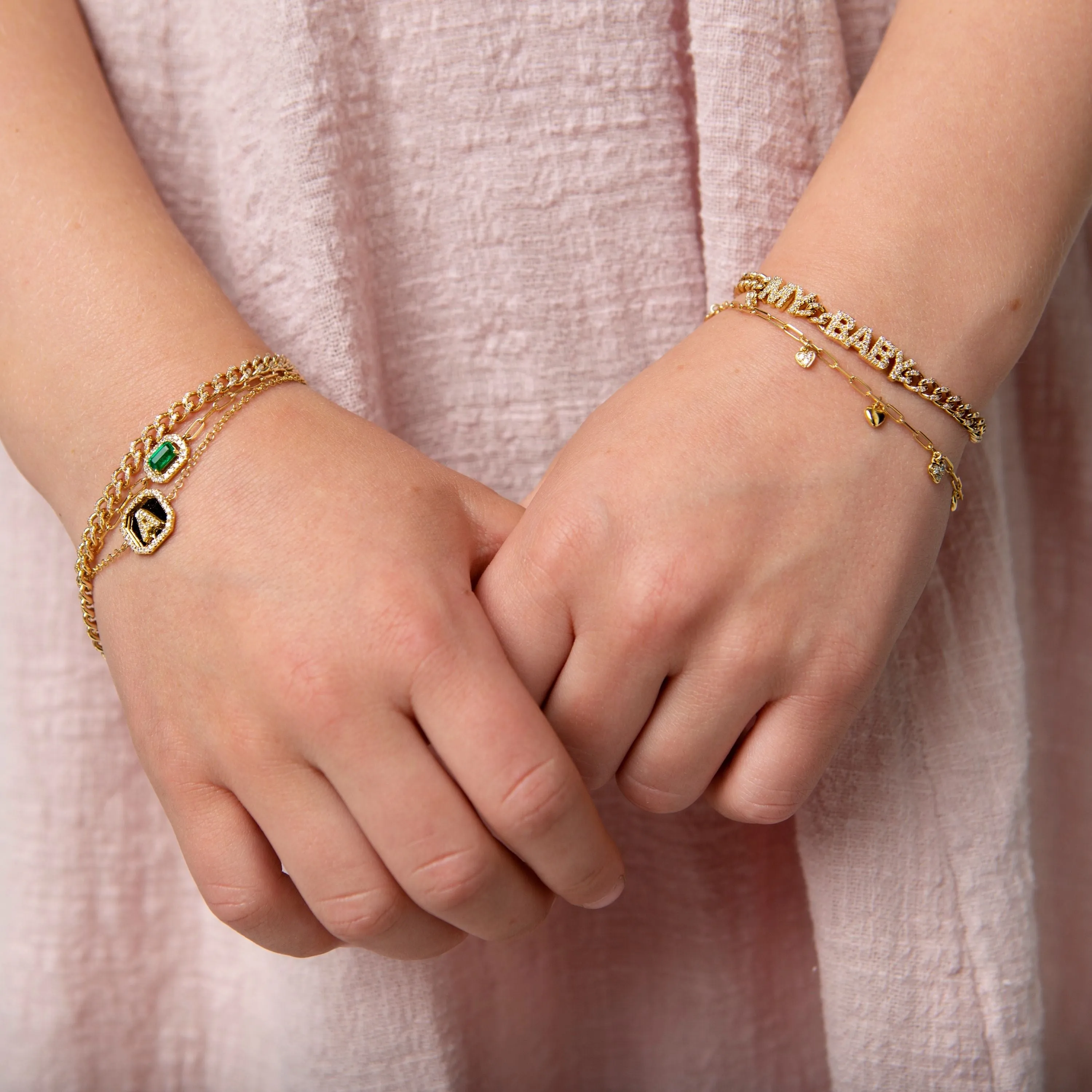 MINI ME BLUE SAPPHIRE & DIAMOND HALO DROP BRACELET