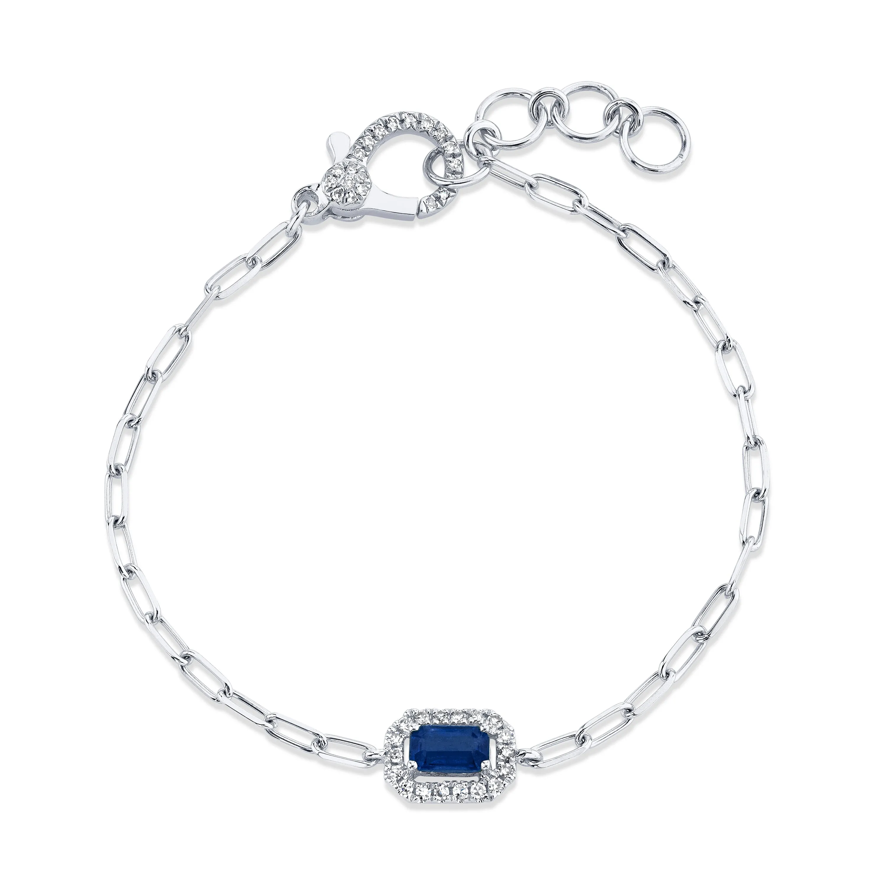MINI ME BLUE SAPPHIRE & DIAMOND HALO DROP BRACELET