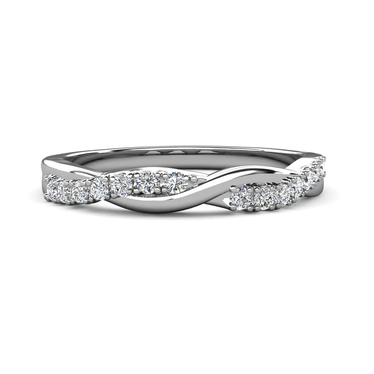 Moissanite by Cate & Chloe Avery Sterling Silver Ring with Moissanite Crystals