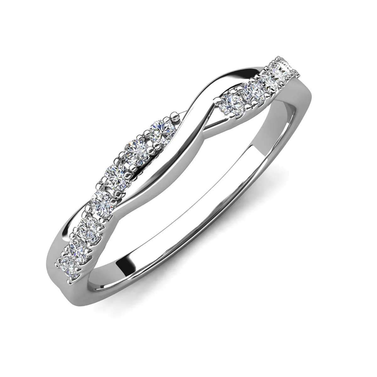 Moissanite by Cate & Chloe Avery Sterling Silver Ring with Moissanite Crystals