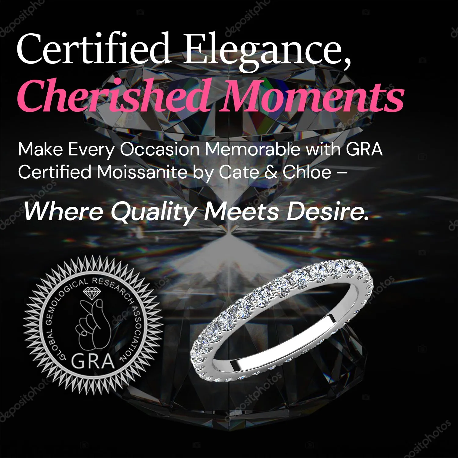 Moissanite by Cate & Chloe Sadie Sterling Silver Ring with Moissanite Crystals