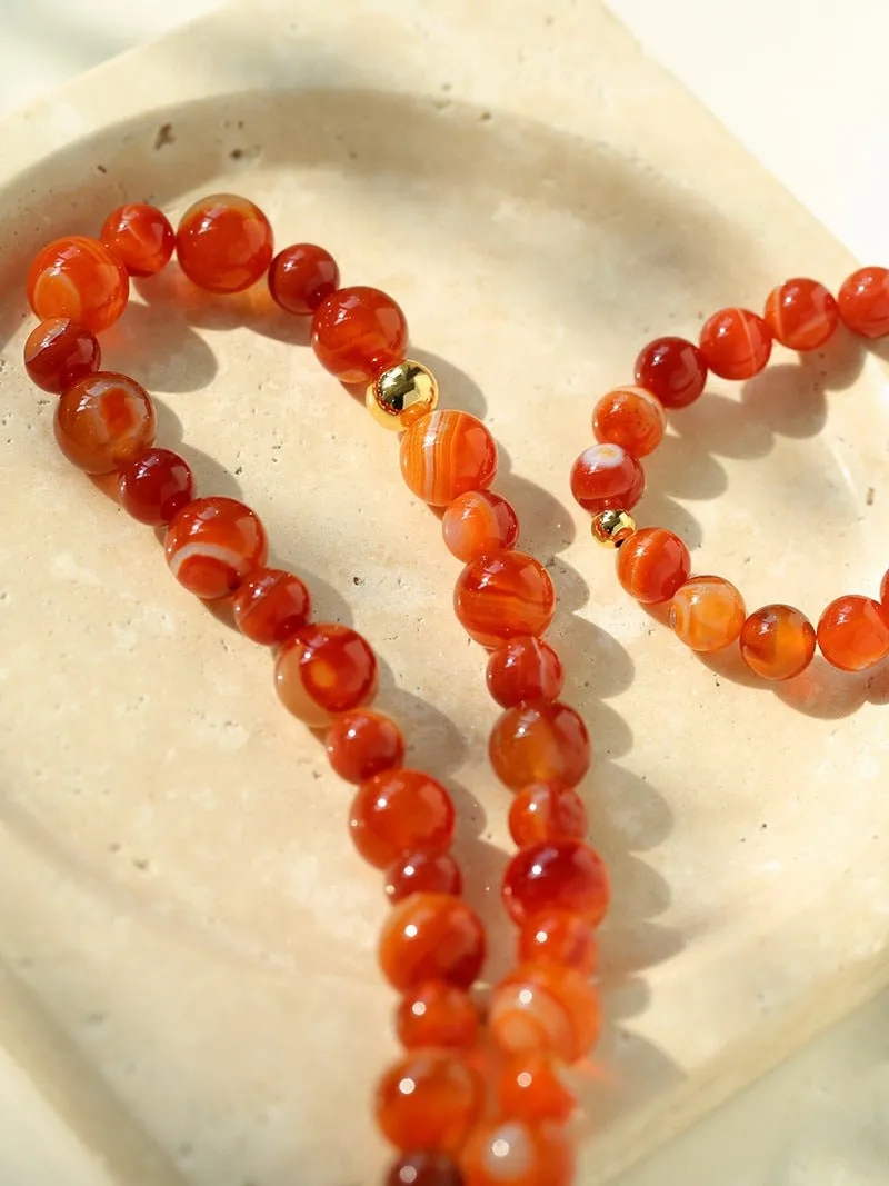 Natural Red Onyx Beaded Bracelet
