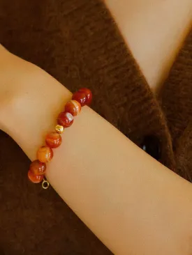 Natural Red Onyx Beaded Bracelet