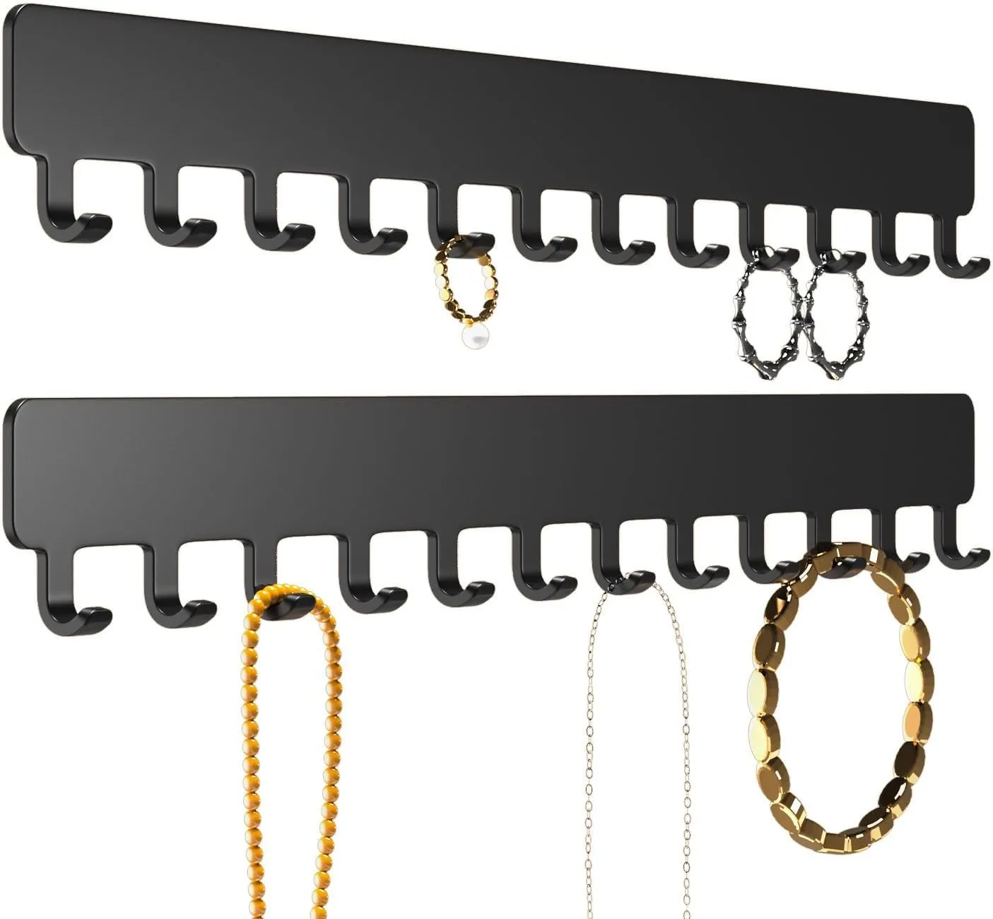 Necklace Holder Hanging Jewelry Organizer - Jewelry Organizer for Necklace, Self-Adhesive Necklace Organizer, Wall Jewelry Organizer,2 PCS, Black, HKUSJJ0030B2