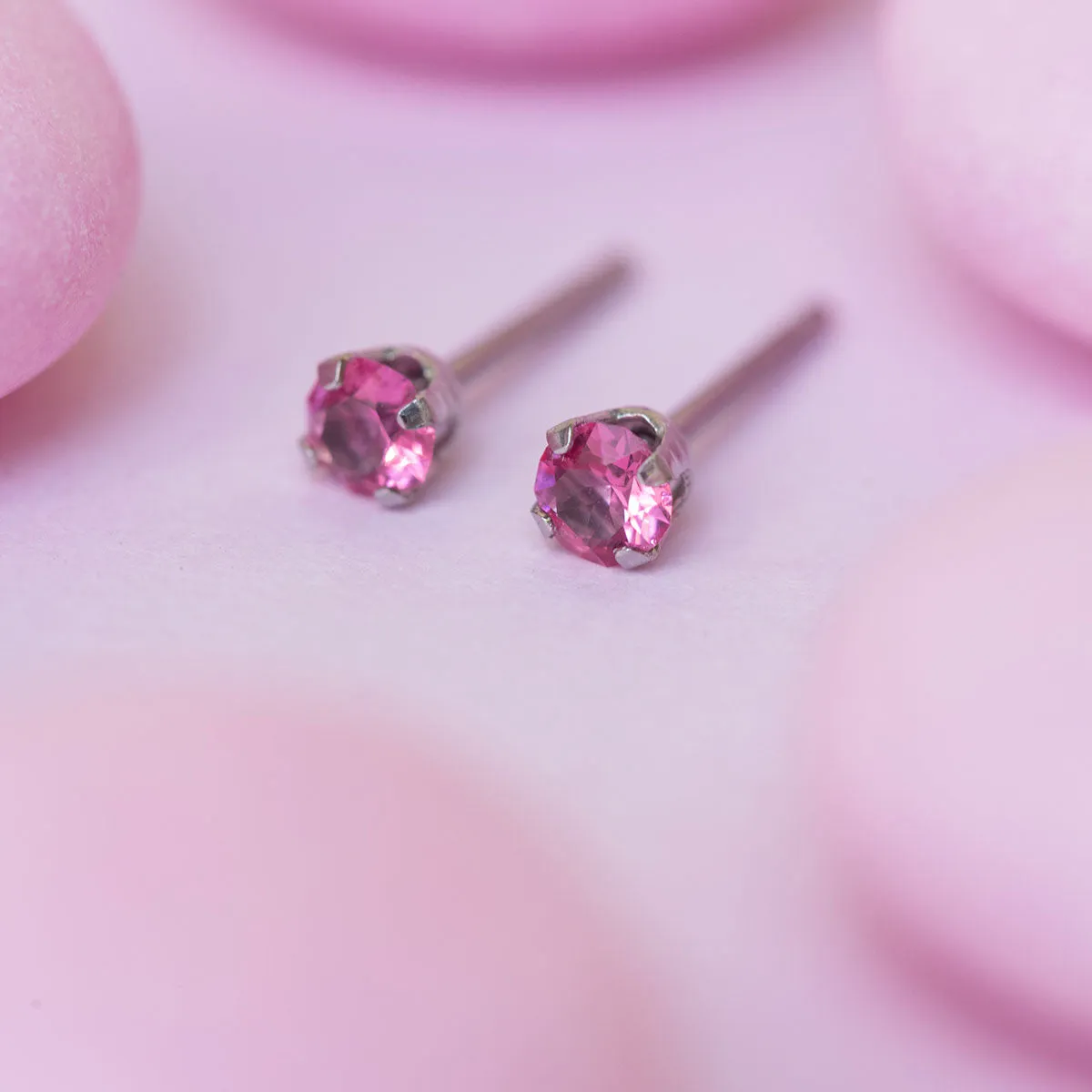 October Birthstone Stainless Steel Stud Earrings