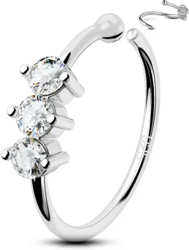 OUFER 925 Sterling Silver Nose Ring Hoop, 20G Nostril Piercing Jewelry, Clear CZ Nose Rings, Nose Piercing Jewelry, Cartilage Earring For Women Men Gift (Silver-8mm)