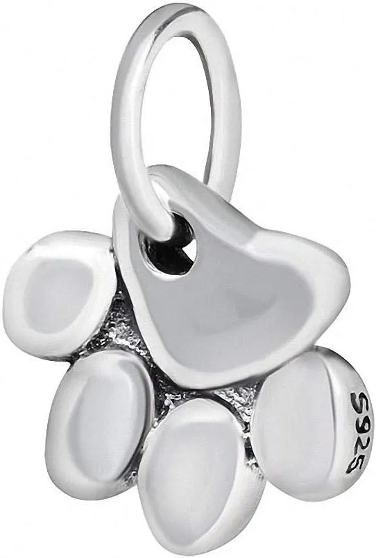 Paw Print Animal Charms 925 Sterling Silver Dangle Large Hole Beads for Pandora European Bracelet