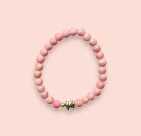 Pink & gold marble elephant charm bracelet with inspirational courage/ strength/ bravery quote card!
