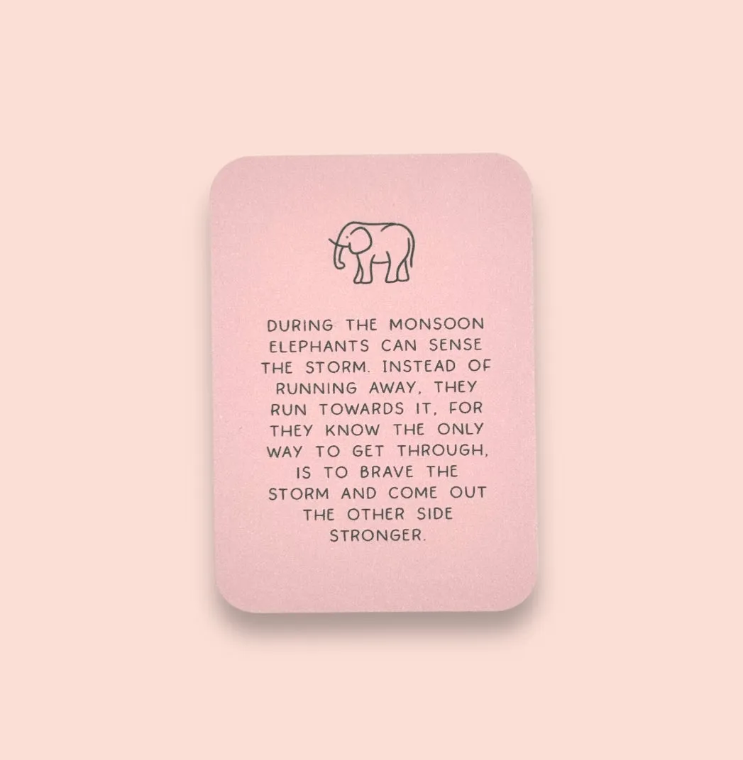 Pink & gold marble elephant charm bracelet with inspirational courage/ strength/ bravery quote card!