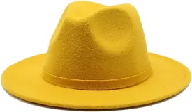 Popular Classic Jazz Hat Autumn and Winter New Woolen Hat Men's and Women's Simple Cloth Felt Big Brim Hat Fengyan Cowboy Hats (Color : Rose Red, Size : 56-58cm)