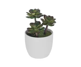 Potted Deep Green Faux Succulent