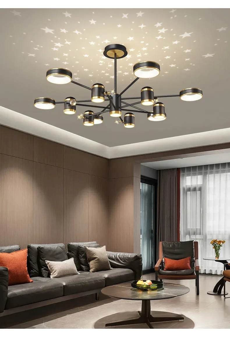 QIYI Starry Projection Modern LED Chandelier Remote Ceiling Pendant Light