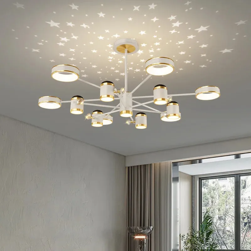 QIYI Starry Projection Modern LED Chandelier Remote Ceiling Pendant Light