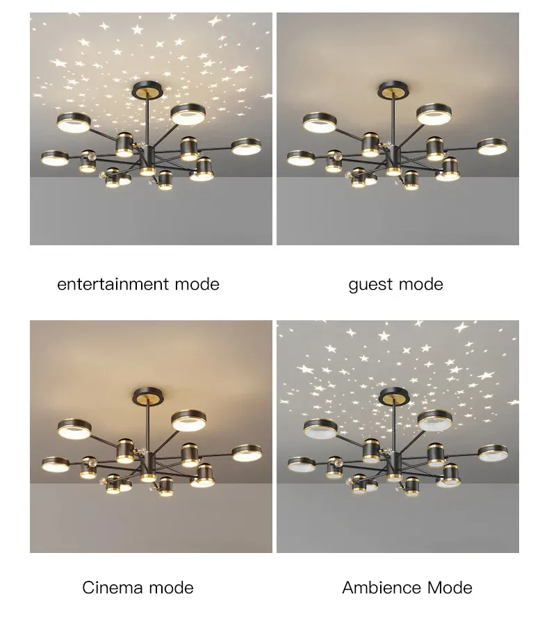 QIYI Starry Projection Modern LED Chandelier Remote Ceiling Pendant Light