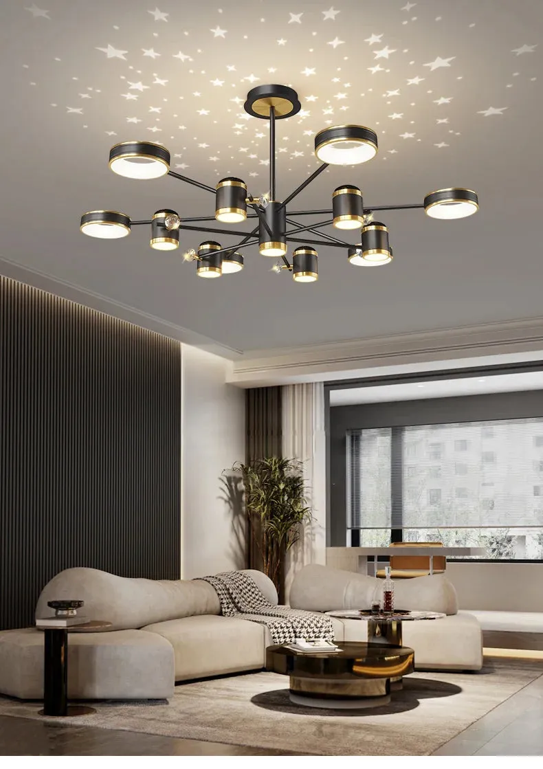 QIYI Starry Projection Modern LED Chandelier Remote Ceiling Pendant Light
