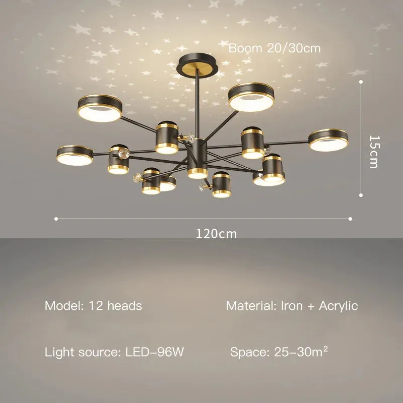 QIYI Starry Projection Modern LED Chandelier Remote Ceiling Pendant Light