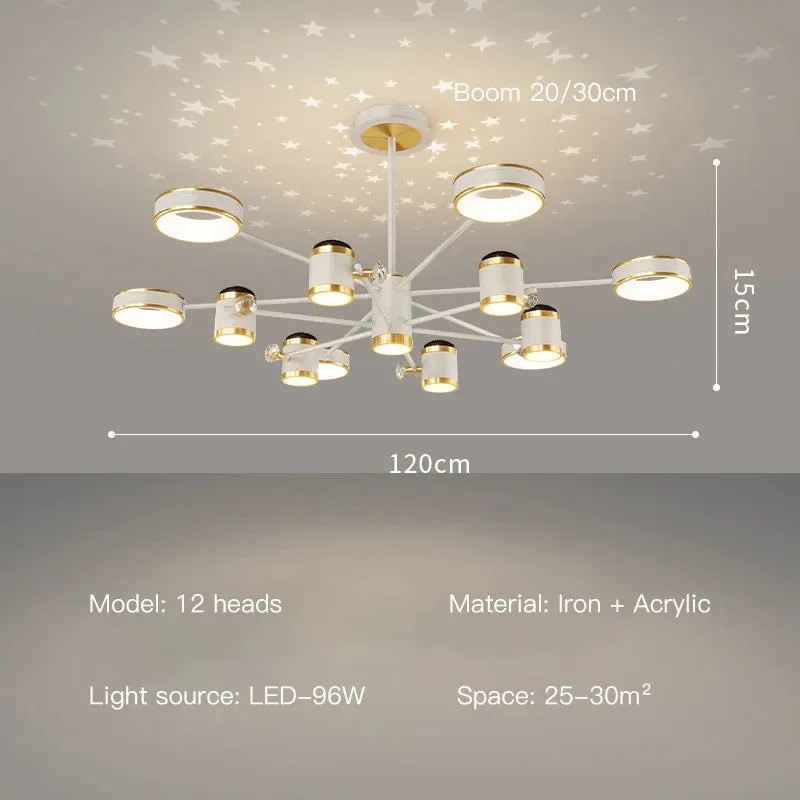 QIYI Starry Projection Modern LED Chandelier Remote Ceiling Pendant Light