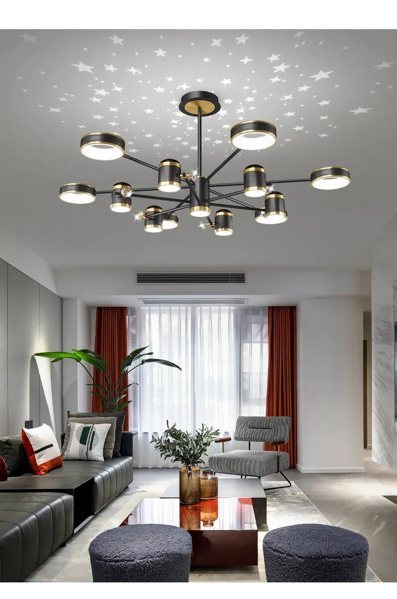 QIYI Starry Projection Modern LED Chandelier Remote Ceiling Pendant Light