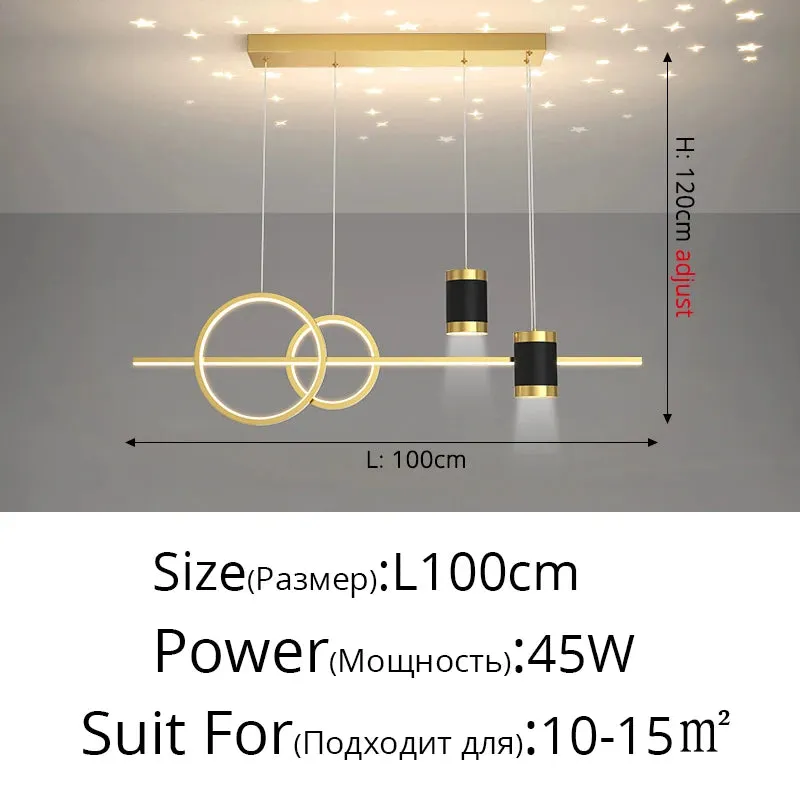 QIYI Yume Black / Gold Nordic Style LED pendant lights hanging lamps with Stars Projector