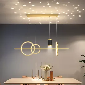 QIYI Yume Black / Gold Nordic Style LED pendant lights hanging lamps with Stars Projector