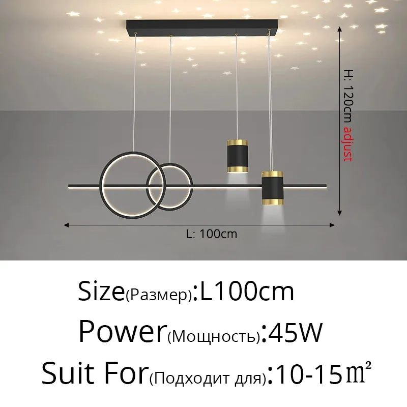 QIYI Yume Black / Gold Nordic Style LED pendant lights hanging lamps with Stars Projector