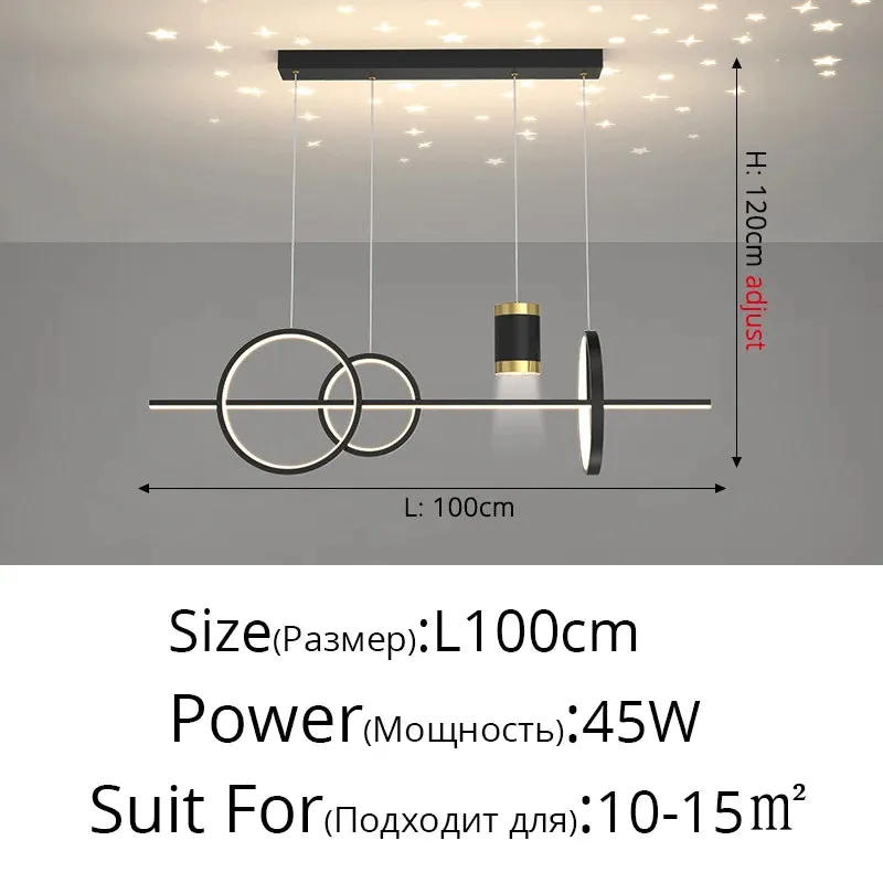 QIYI Yume Black / Gold Nordic Style LED pendant lights hanging lamps with Stars Projector