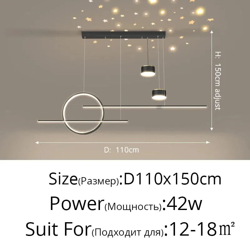 QIYI Yume Black / Gold Nordic Style LED pendant lights hanging lamps with Stars Projector