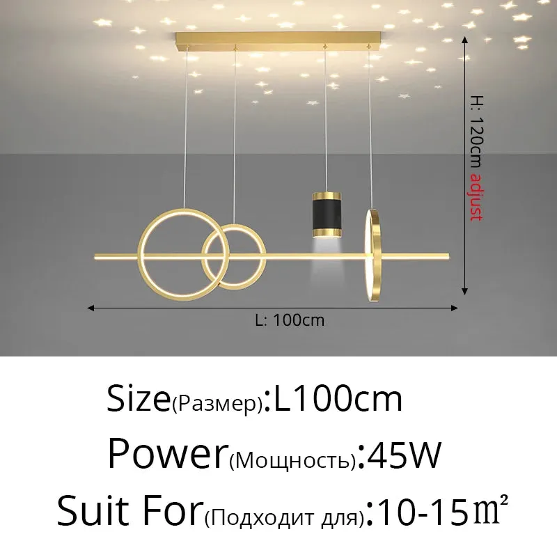 QIYI Yume Black / Gold Nordic Style LED pendant lights hanging lamps with Stars Projector