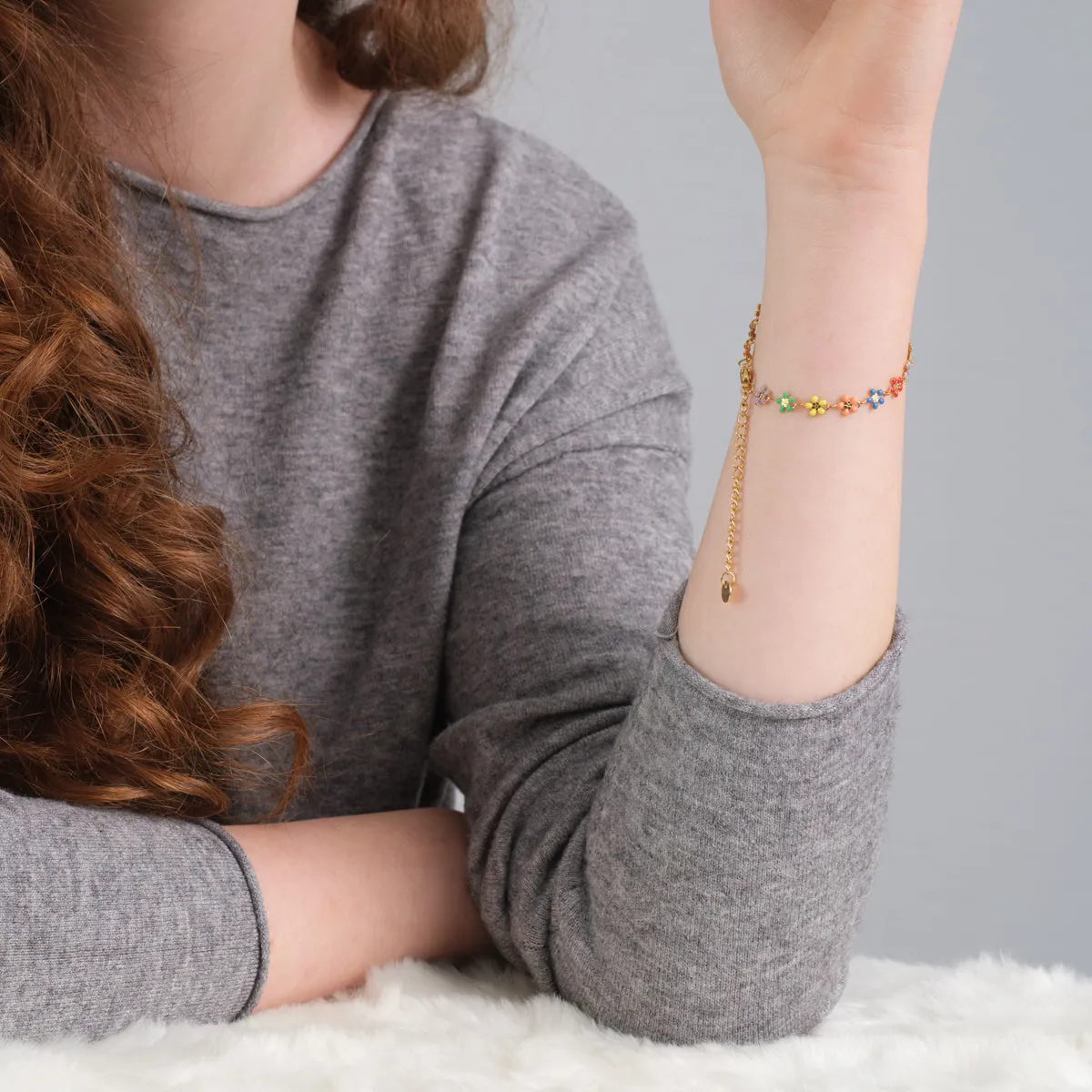 Rainbow Flowers Gold Bracelet