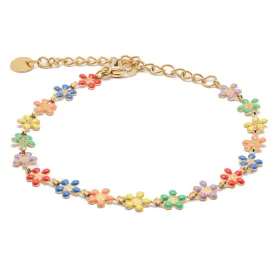 Rainbow Flowers Gold Bracelet