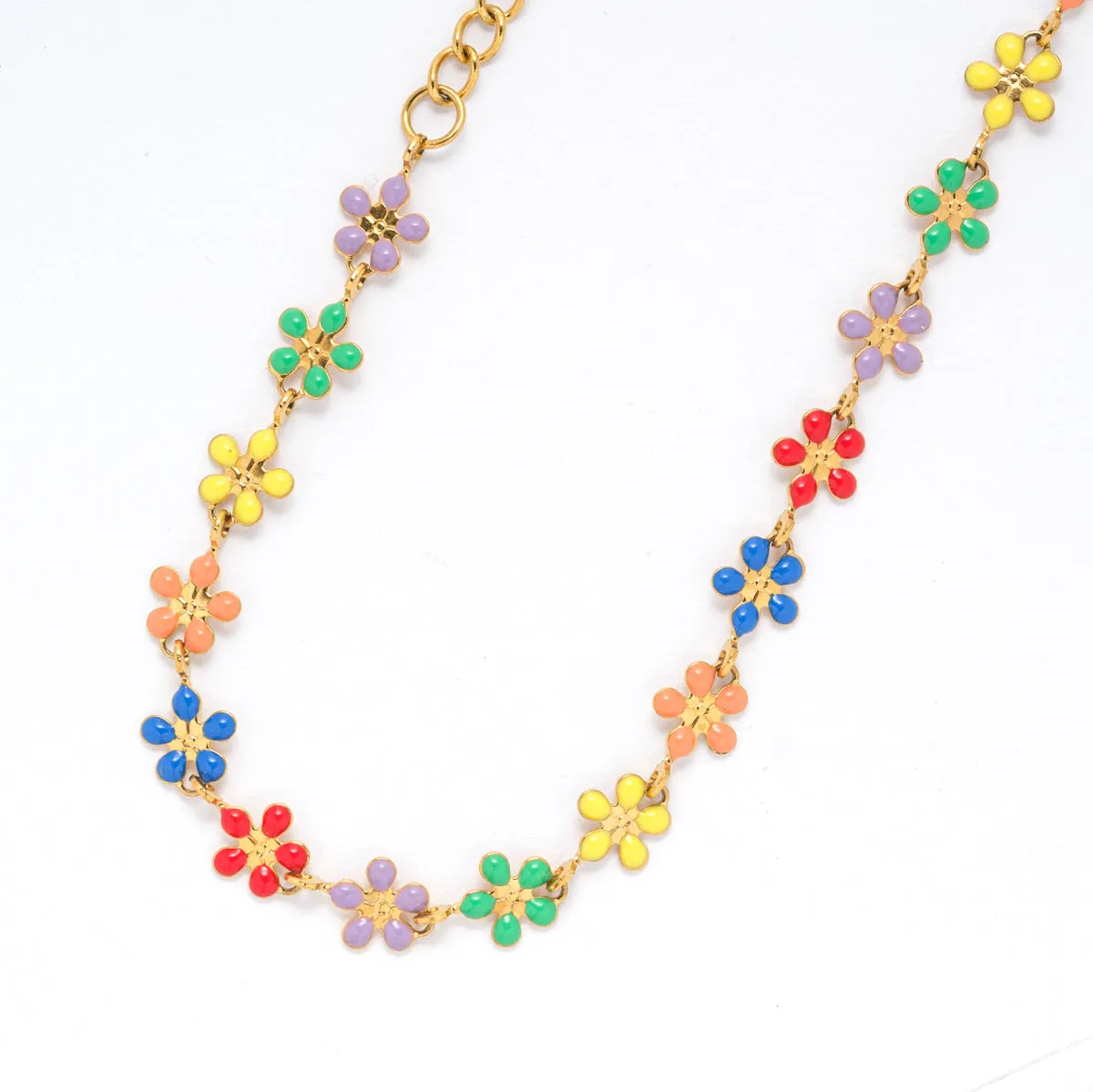Rainbow Flowers Gold Bracelet