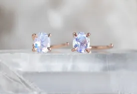 Rainbow Moonstone Huggie Stud Earrings