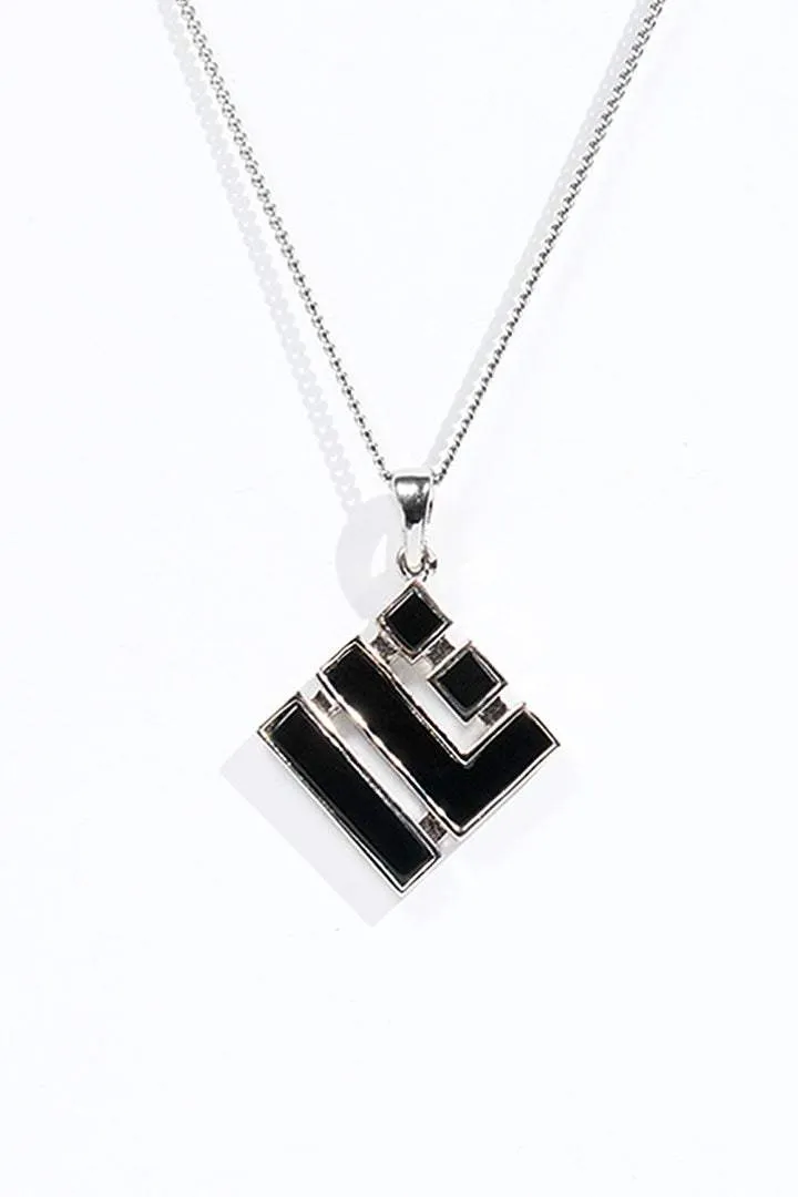 Rhombus Stone Pendant - Silver