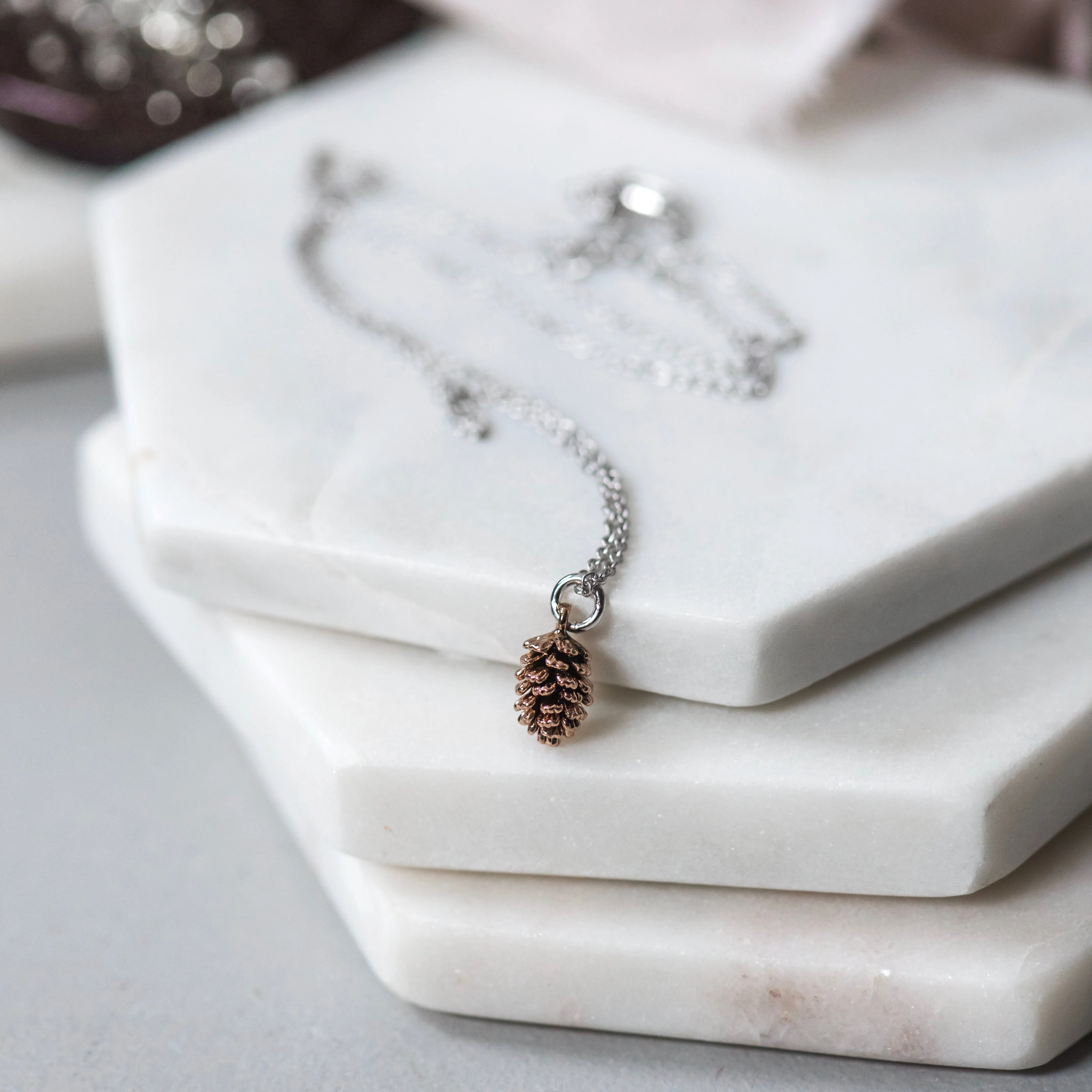Rose Gold Pinecone Necklace
