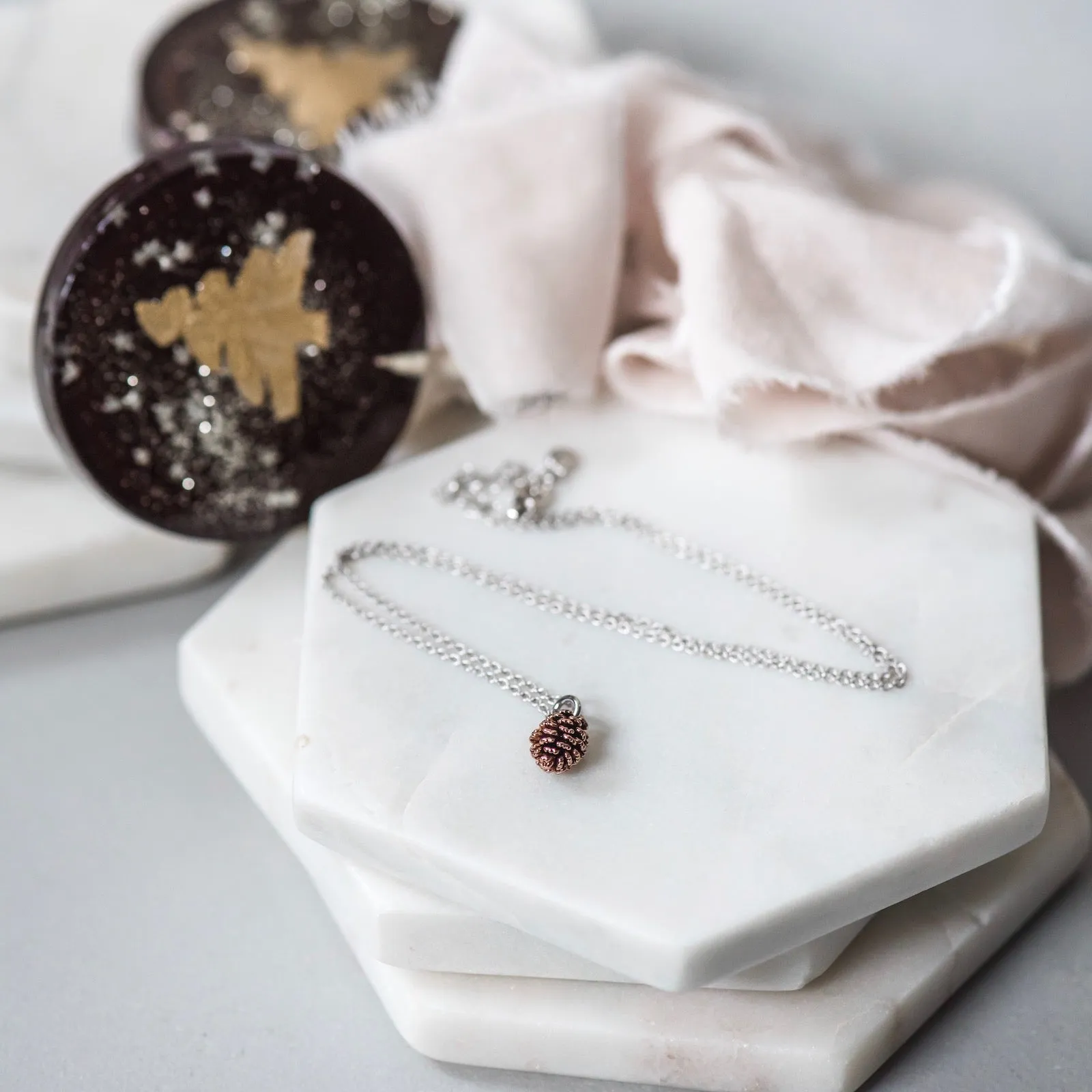 Rose Gold Pinecone Necklace