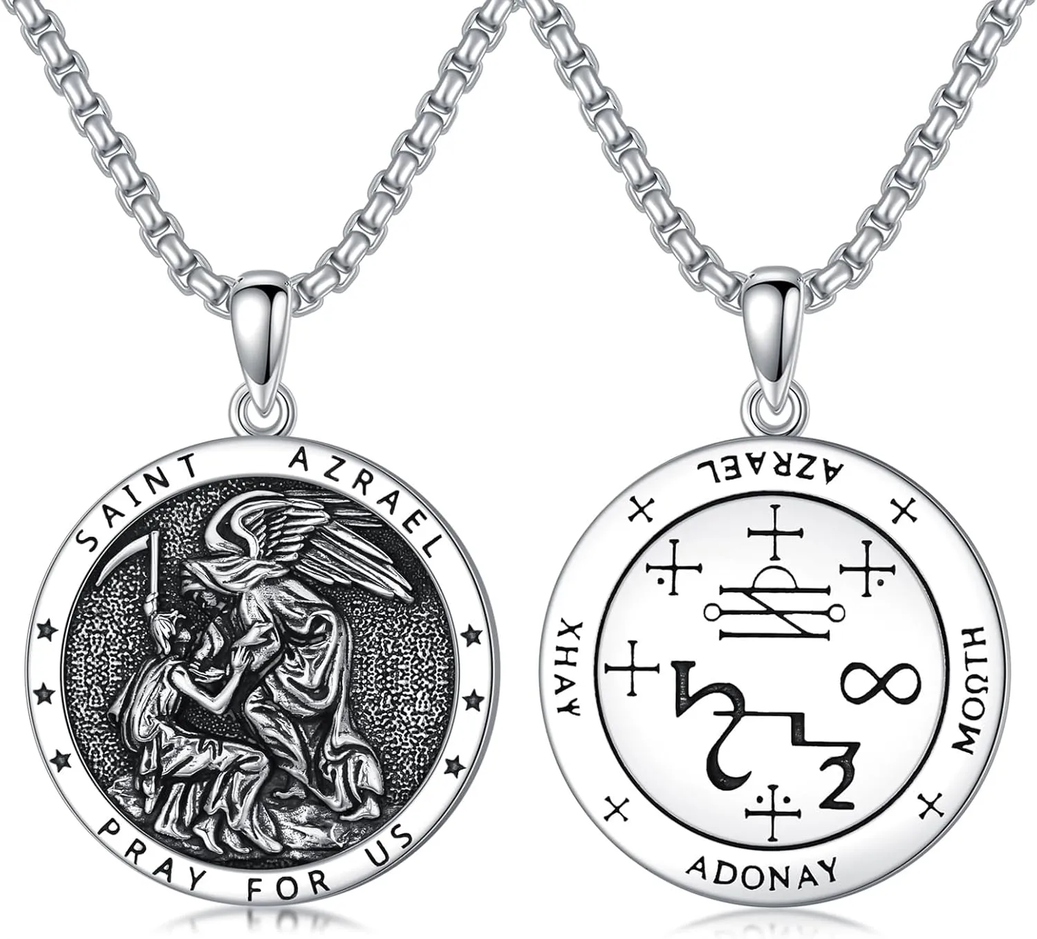 Seiyang Saint Necklace 925 Sterling Silver Patron Amulet Medal Jewelry for Men Women (with Gift Box)